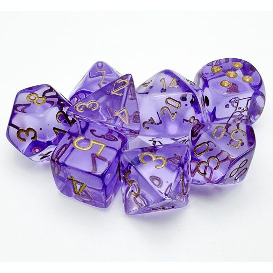 DICE: 7-Set Translucent Lavender with Gold
