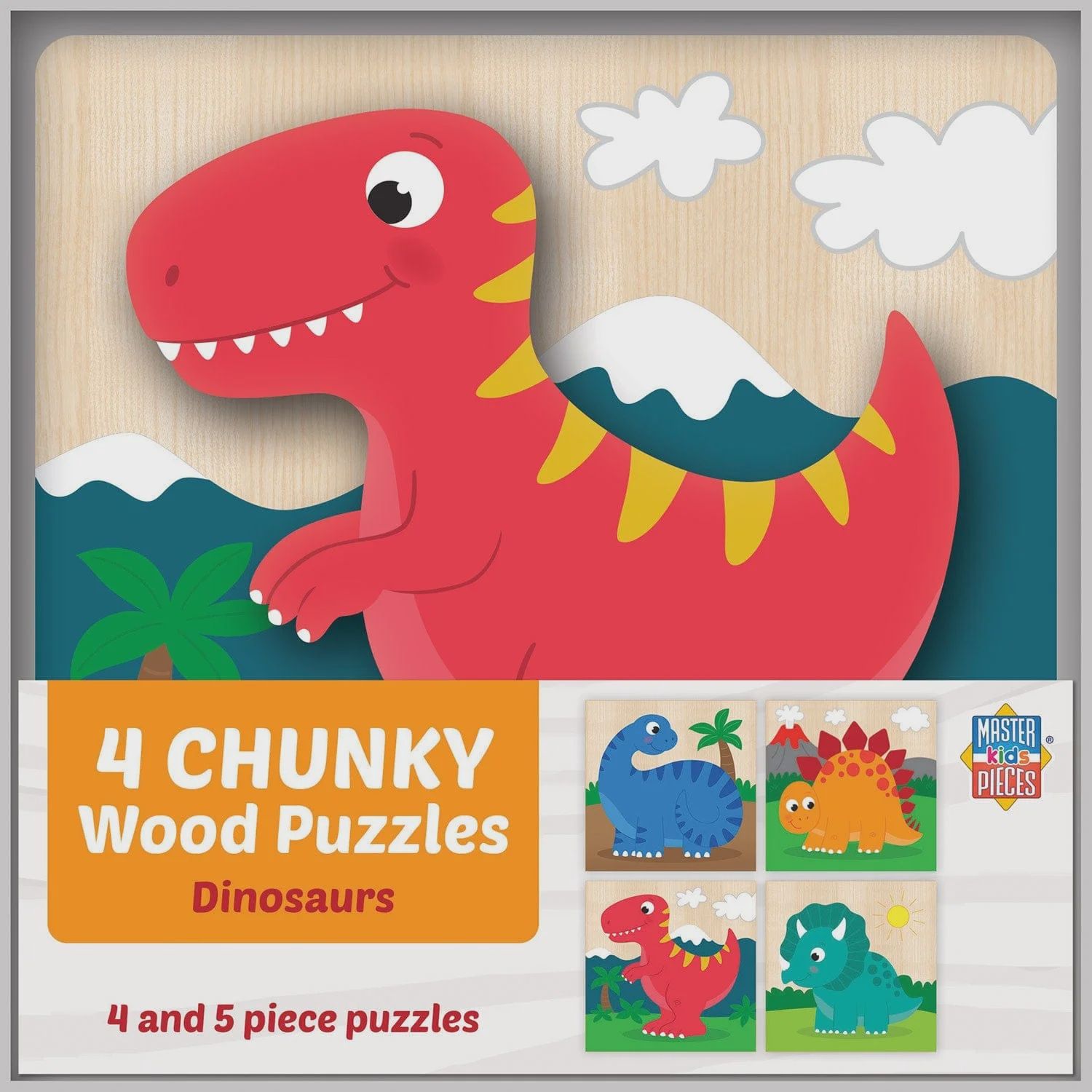 Dinosaurs Chunky Wood Puzzle - 4 Pack