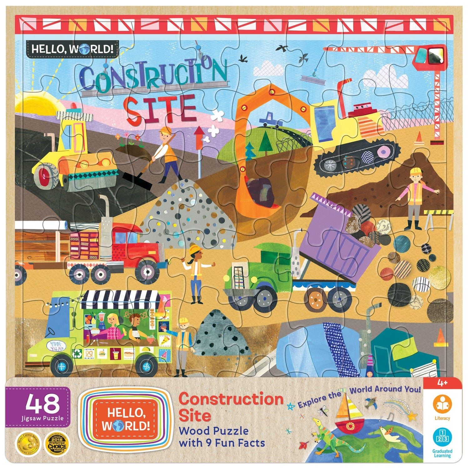 Hello World: Construction Site Wood Puzzle - 48 Pieces