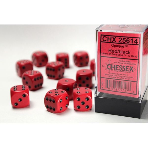 Dice: 16mm 12d6 Opaque: Red/Black