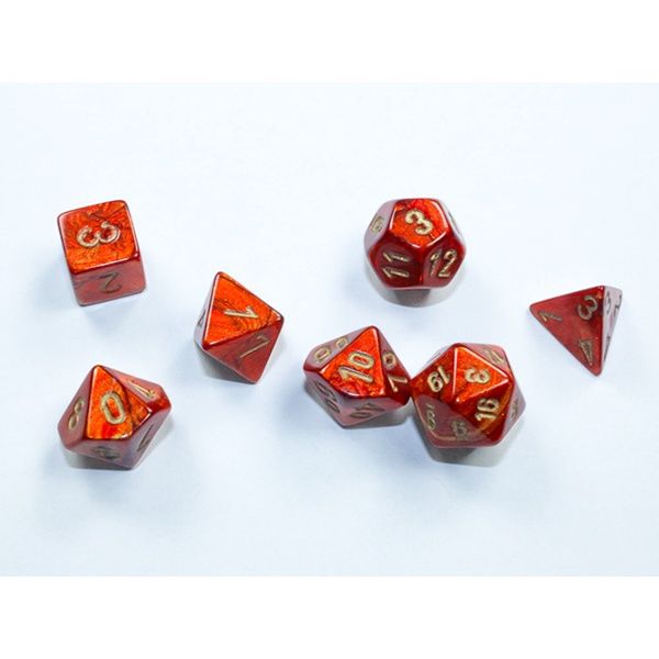 7-Die Set Mini Scarab: Scarlet/Gold