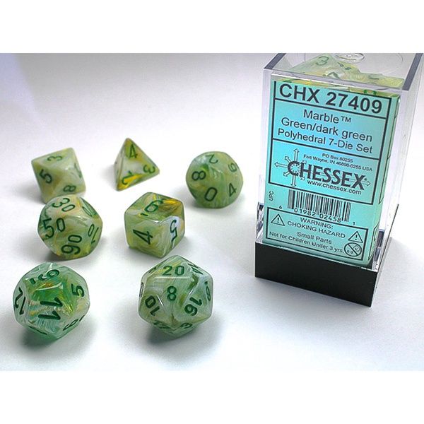 7-Die Set Marble: Green/Dark Green