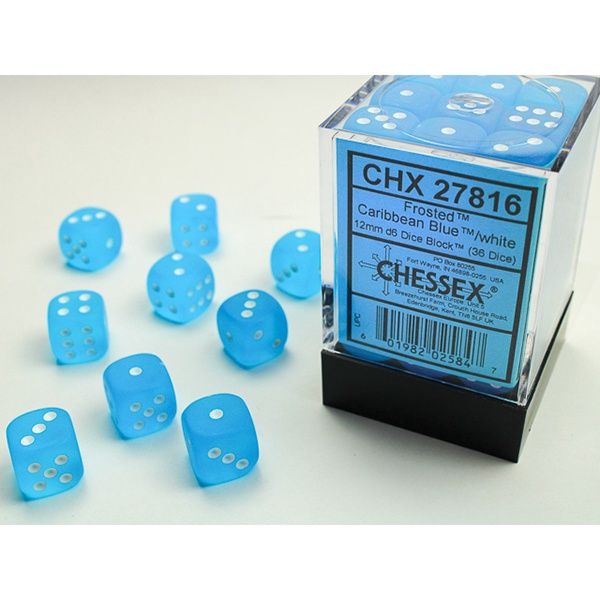 12mm 36d6 Frosted: Caribbean Blue/White