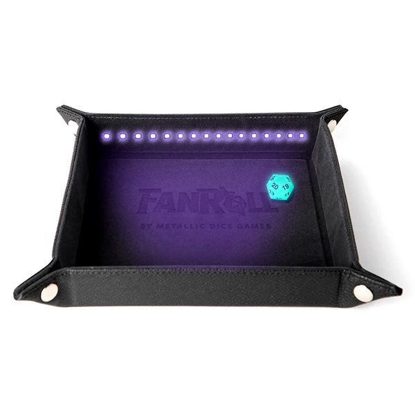 Dice Tray: Blacklight Tray with D20- Black