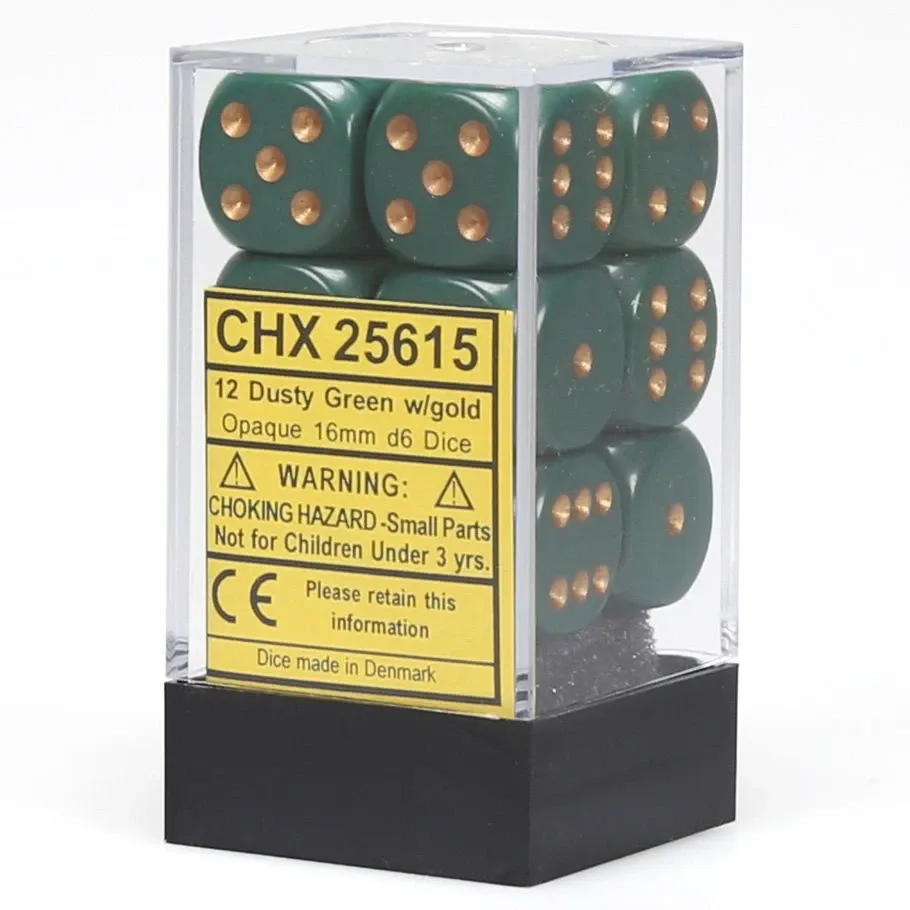 D6 Block: 16mm 12d6 Dusty Green