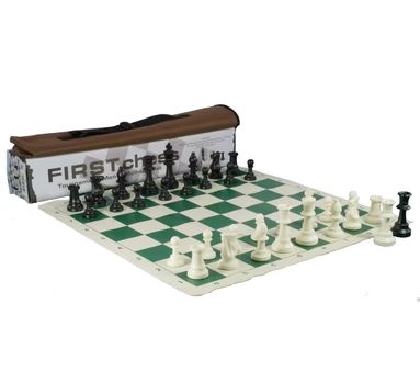 Chess Set: First Chess Tournament Men &amp; Roll-Up Mat