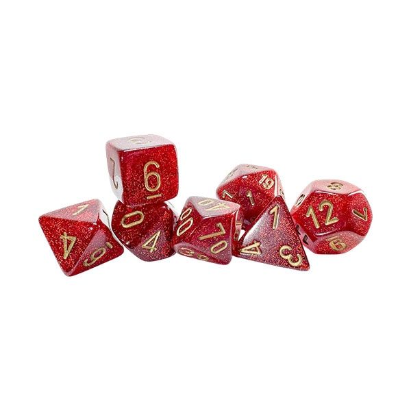 7-Die Set: Mega-Hedrals Glitter - Ruby with Gold