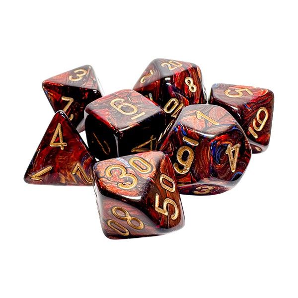 7-Die Set: Mega-Hedrals Scarab - Blue Blood with Gold
