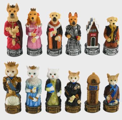 Chess Pieces: Cats &amp; Dogs Resin