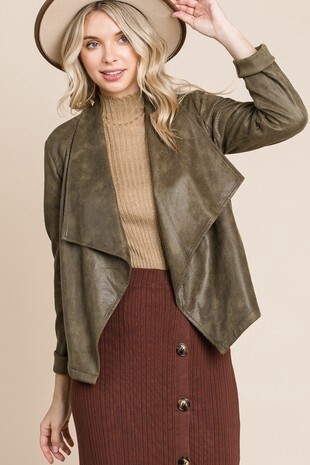 pleather draped jacket, Size: Medium