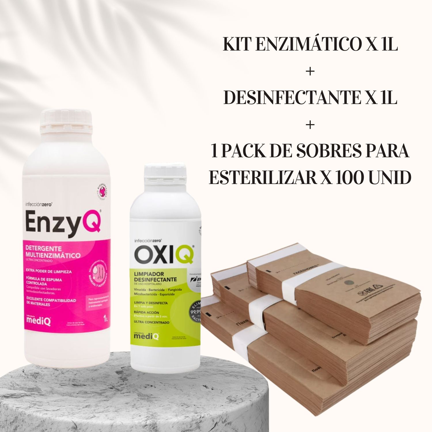 KIT PRODUCTOS + SOBRES ESTERILIZAR EN SECO