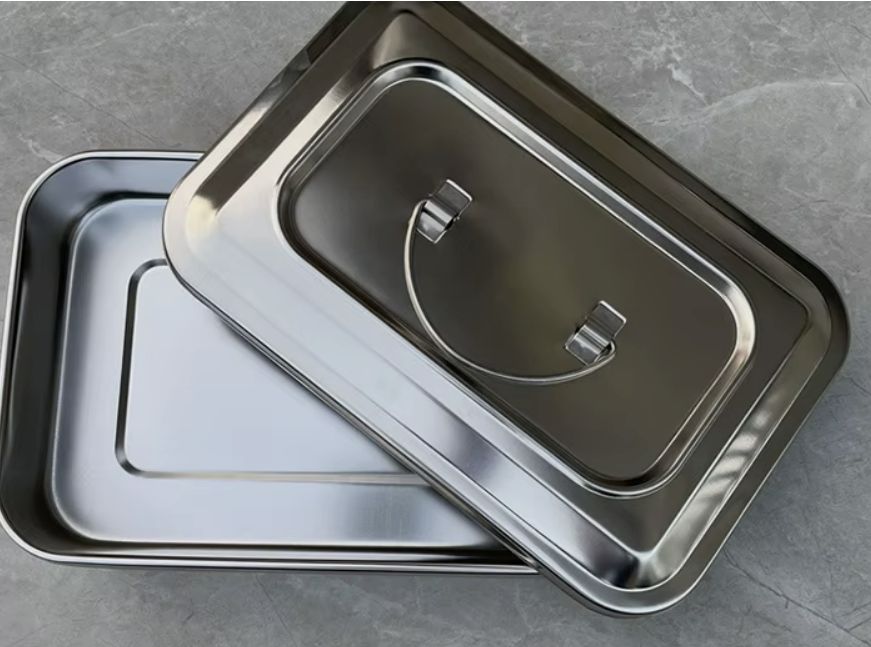 BANDEJA DE ACERO INOX CON TAPA