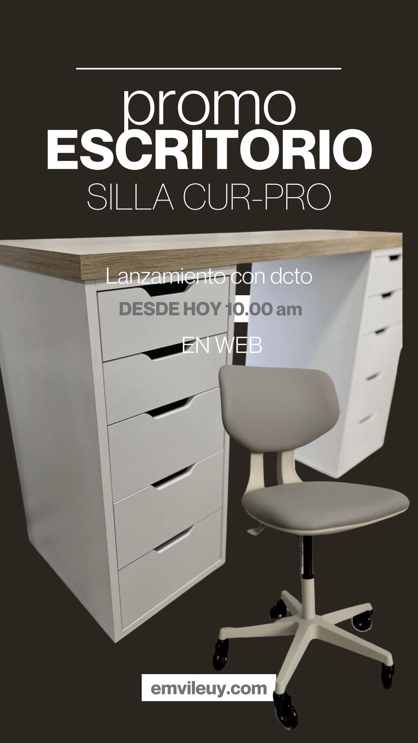 ESCRITORIO ELEGANCE + SILLA CUR-PRO