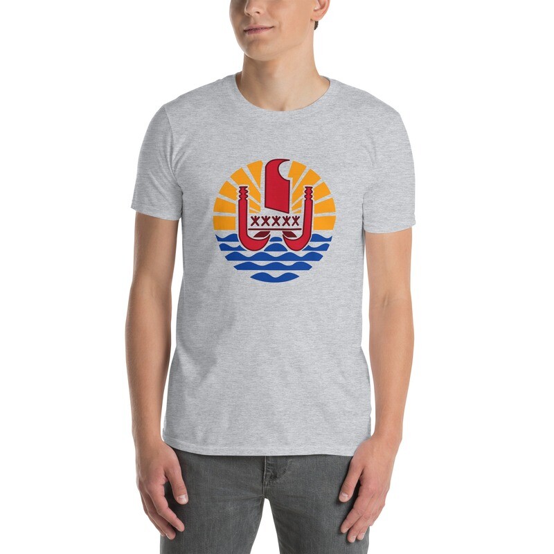 French Polynesia Coat of Arms Tahiti Flag Short-Sleeve T-Shirt