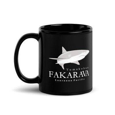 Fakarava Shark, Tumakohua Pass of Fakarava Black Coffee Mug