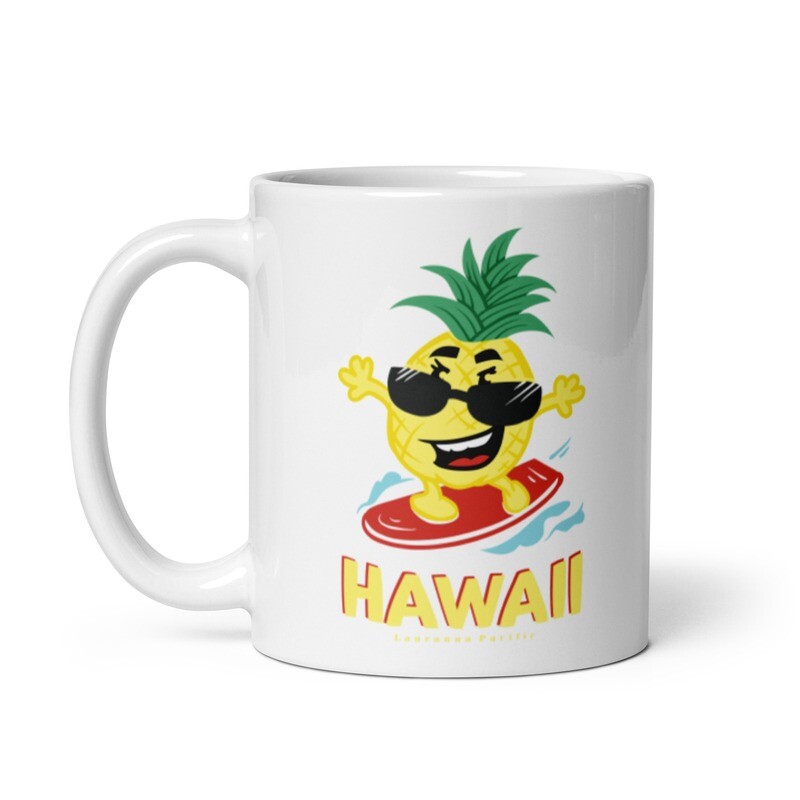 Hawaii Pineapple Surfer White Coffee Mug