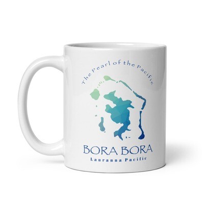 Map of Bora Bora Island White Coffee Mug