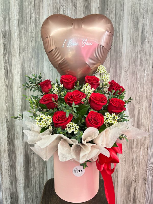 Roses and Balloon Box
