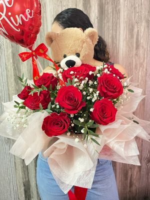 Teddy Rose Basket