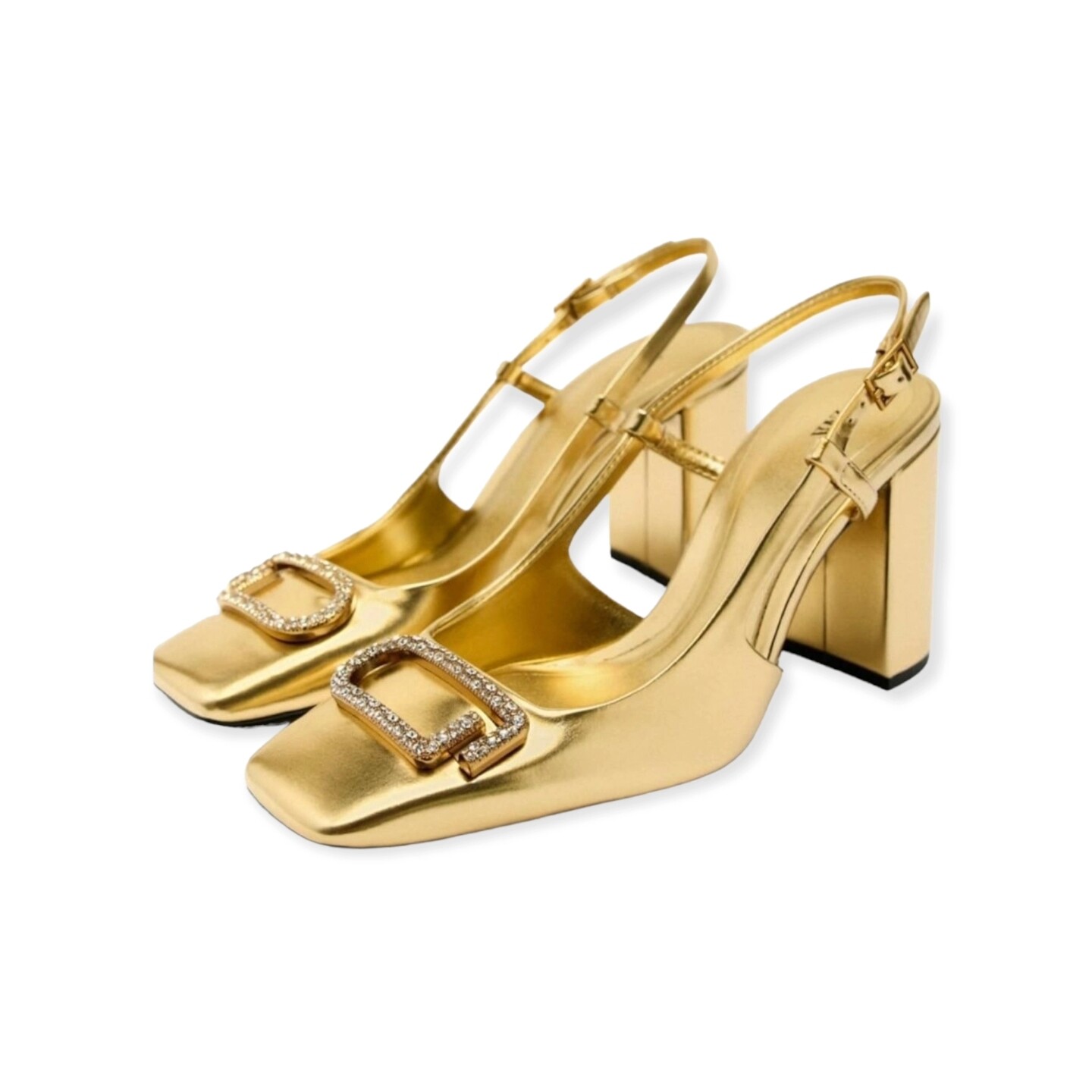 Zara Gold Block Heels