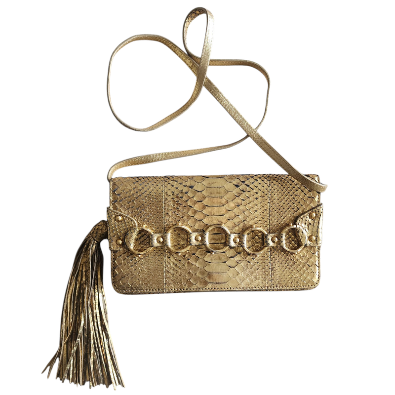 Roberto Cavalli Laminated Python Clutch