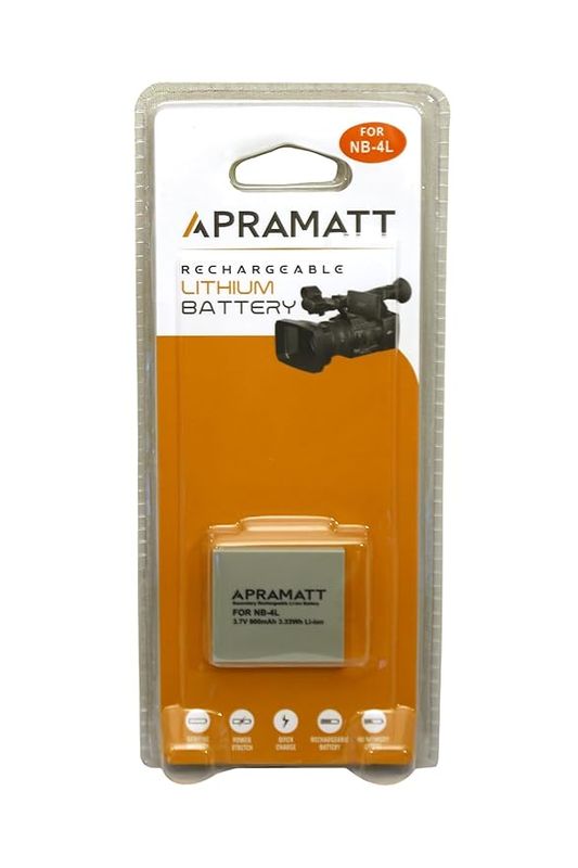 APRAMATT Lithium-ion Battery 3.7V 900mAh for Canon NB-4L