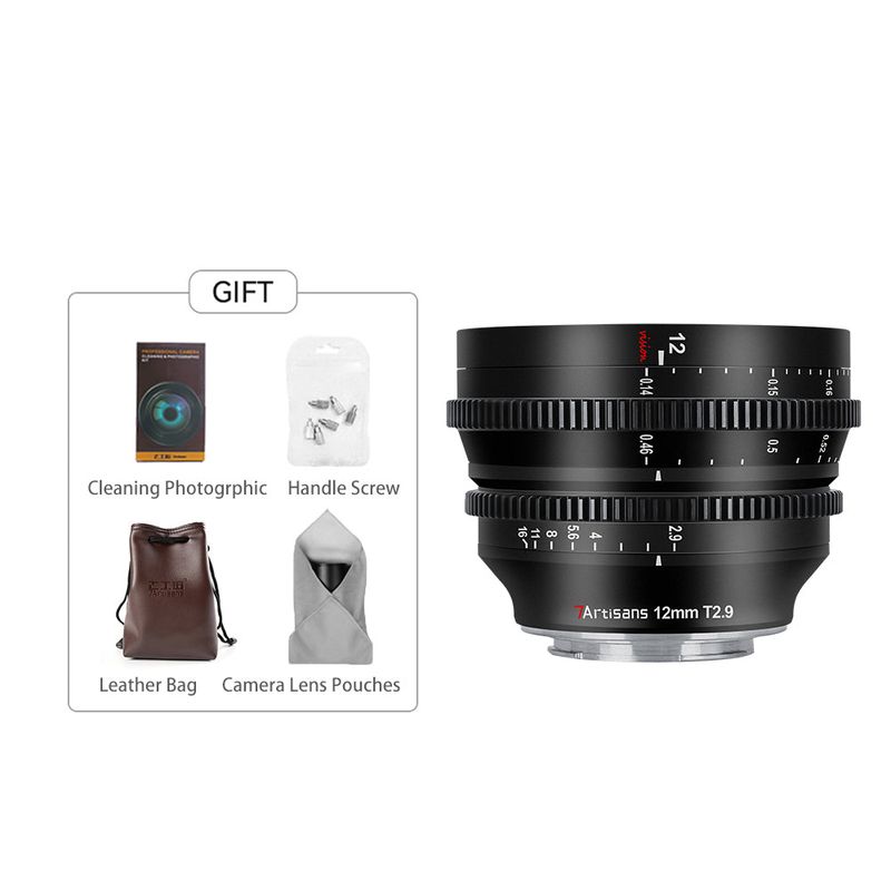 7artisans Photoelectric Ultra-Wide-Angle Vision Prime Cine Lens 12mm T2.9 APS-C E-mount C701B