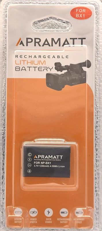 APRAMATT Lithium-ion Battery 3.7V 1240mAh for Sony NP-BX1