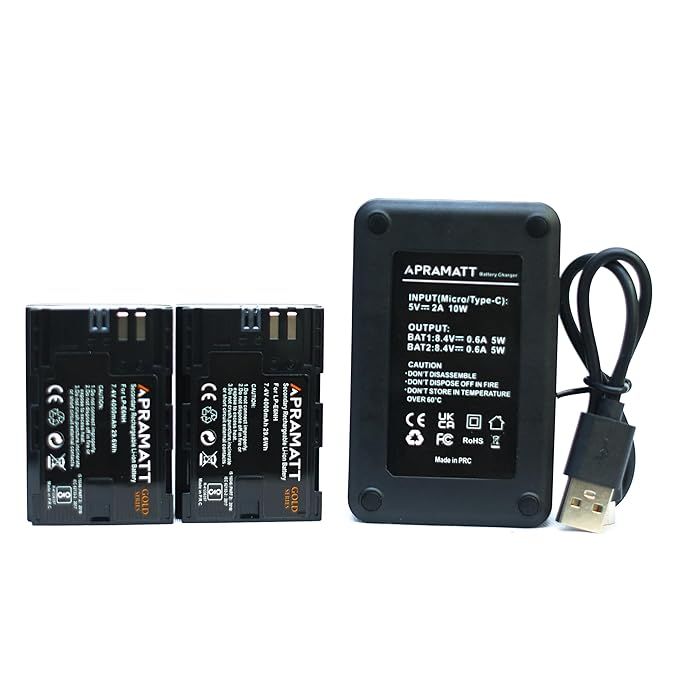 APRAMATT Dual LCD Battery Charger with Box Packing for Canon LP-E6