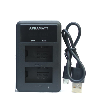 APRAMATT Dual LCD Battery Charger for Sony NP-FW50