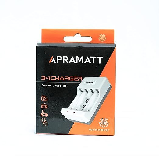 APRAMATT Battery Charger 3-in-1 BC 705W with Box Packing for AA/AAA/9V Rechargeable Batteries
