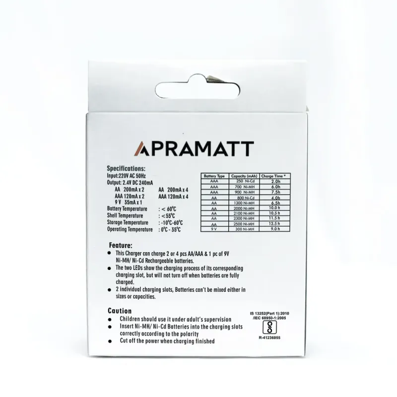 APRAMATT Battery Charger 3-in-1 BC 705W with Box Packing for AA/AAA/9V Rechargeable Batteries
