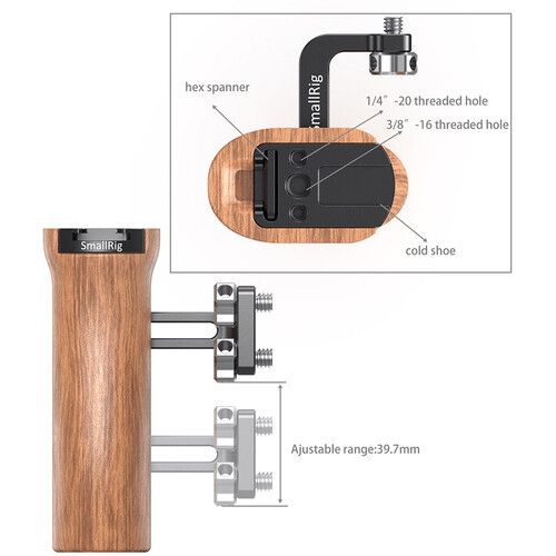 SmallRig Universal Wooden Side Handle HSN2093C