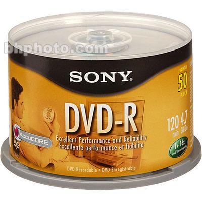 Sony DVD-R Disc Pack 50 Discs 4.7GB Scratch-Proof 50DMR47RS4