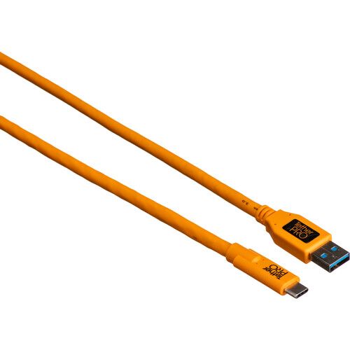Tether Tools USB 3.0 Cable Type-C Male to Type-A Male 15ft/4.6m TetherPro CUC3215-ORG (Orange)