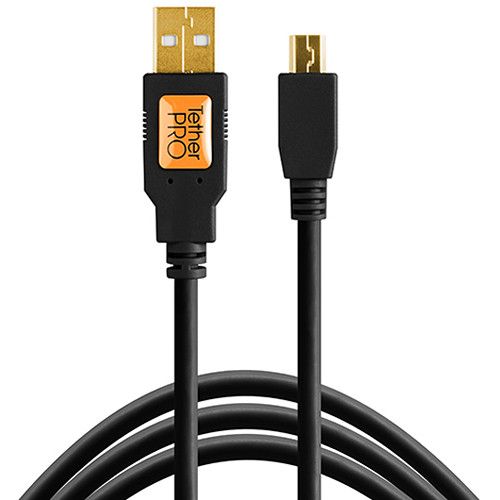 Tether Tools USB 2.0 Cable TetherPro CU5401 1ft Mini-B 5-Pin (Black)