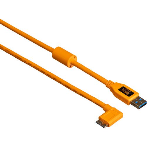 Tether Tools USB 3.0 Cable Type-A Male to Micro-USB Right-Angle Male 15ft/4.6m TetherPro CU61RT15-ORG (Orange)