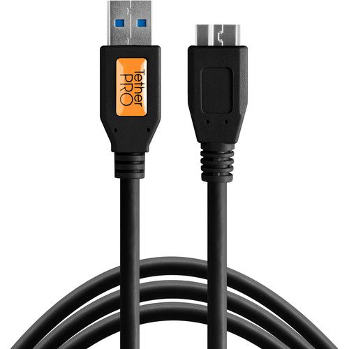 Tether Tools USB 3.0 Cable Type-A to Micro-B 15ft/4.6m TetherPro CU5453 (Black)