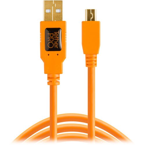 Tether Tools USB 2.0 Cable Type-A to 5-Pin Mini-USB 15ft/4.6m TetherPro CU5451 (Orange)