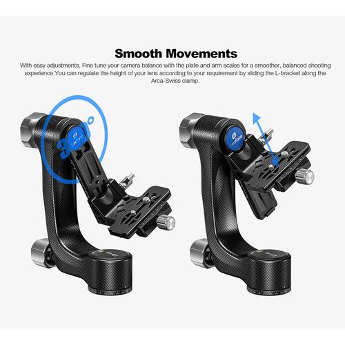 Leofoto Carbon Fiber Tripod Gimbal Head Arca-Type PG-3