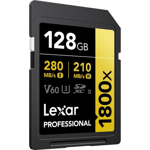 Lexar Memory Card 128GB 1800x SDXC UHS-II GOLD Series LSD1800128G-BNNNU