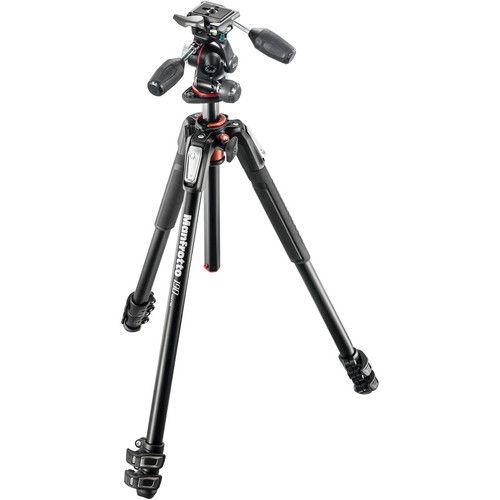 Manfrotto Standard Tripod Kit Aluminium 3-Section with 3-Way Pan/Tilt Head MK190XPRO3-3W