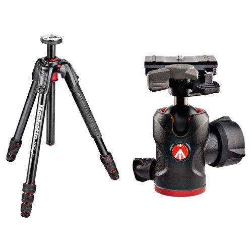 Manfrotto Aluminum M-Series Tripod and 494 Ball Head with 200PL-PRO Quick Release Plate MK190GOA4TB-BH