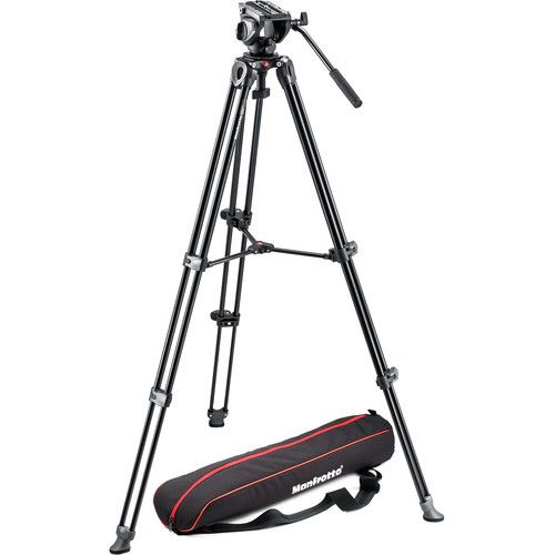 Manfrotto Video Tripod Kit MVK500AM Aluminium with Fluid Drag Video Head MVH500A and Tripod Twin Legs