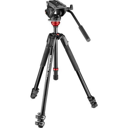 Manfrotto Video Tripod Kit Aluminium 3-Section with 500 Fluid Video Head 190XV MVK500190XV