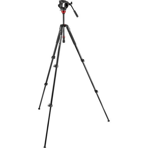 Manfrotto Video Tripod Kit Aluminium 3-Section with 500 Fluid Video Head 190XV MVK500190XV