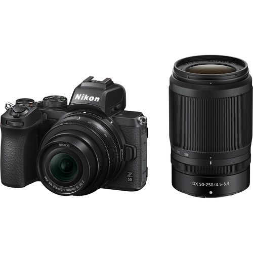 Nikon Mirrorless Camera Kit 20.9MP APS-C Z50 with Z DX 16-50mm f/3.5-6.3 &amp; 50-250mm f/4.5-6.3 VR Lenses &amp; Battery 1632