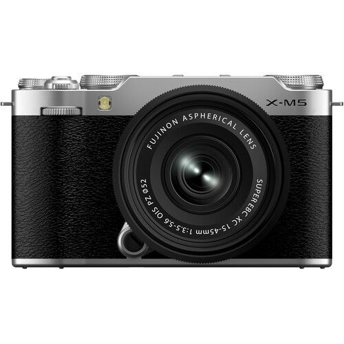 FUJIFILM Mirrorless Camera Kit 26.1MP APS-C X-mount X-M5 with XC15-45mm f/3.5-5.6 OIS PZ Lens 16900771 (Silver)