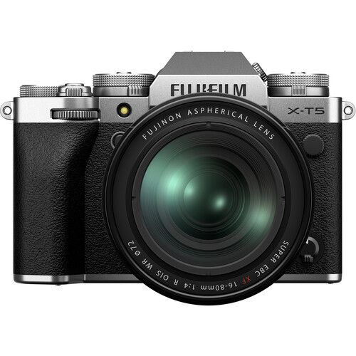 FUJIFILM Mirrorless Camera Kit 40MP APS-C X-mount X-T5 with XF16-80mm f/4 R OIS WR Lens 16782662 (Silver)