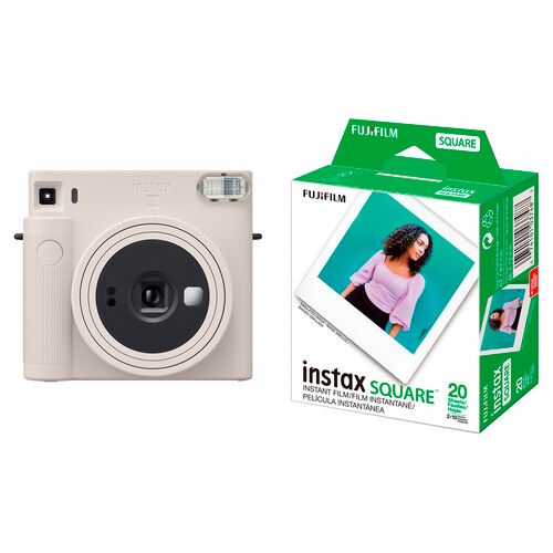 FUJIFILM Instax Square Instant Camera Kit with 10Film SQ-1 (Chalk White)